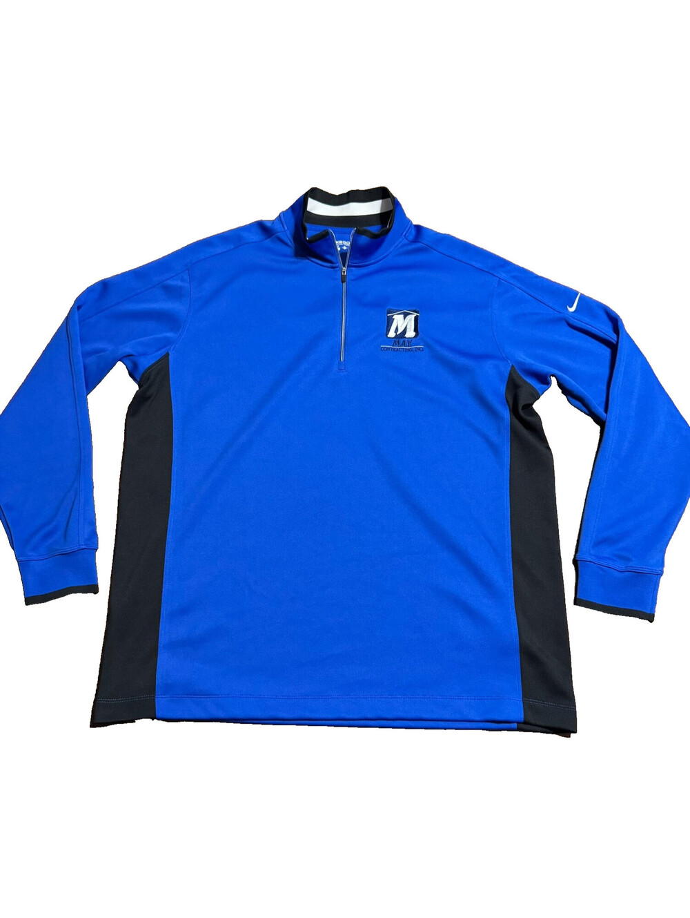 Nike Mens Golf Quarter Zip Long Sleeve Pullover XL Blue Colorblock Dri-FIT Logo